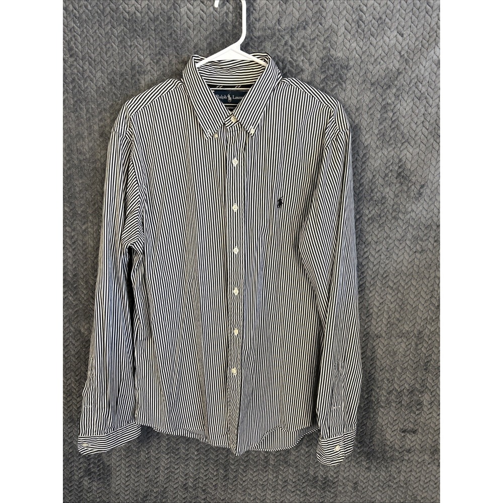 Ralph Lauren Men's Classic Fit XL Long Sleeve Black & White Stripe Preppy